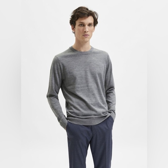 SELECTED Homme Men's Blue Long Sleeve Space Dye Lightweight Crew Neck Sweater- L - Picture 1 of 5